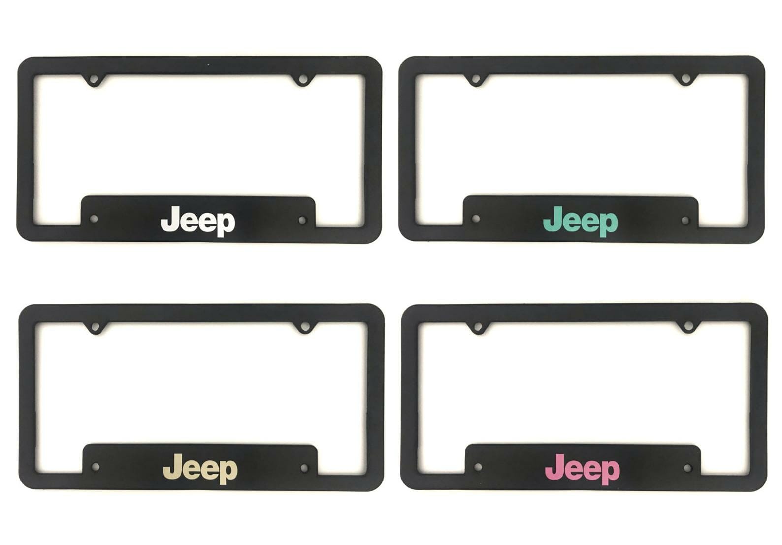 Jeep Black License Plate Frame Black Jeep Logo Outlined in Red 758534024473...